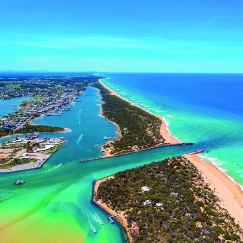 Arial view of the Gippsland coast.